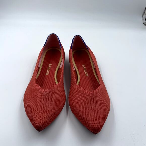 Rothy's The Point Flat in Hot Chili Red Knit Women's Washable Shoes - Size 12 - Picture 4 of 8